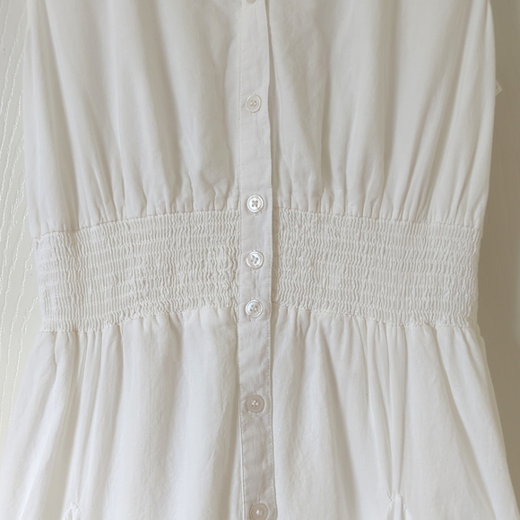 Chelsea & Theodore Flowy Sleeveless Button Front A-Line Midi Dress White Large - Picture 7 of 14